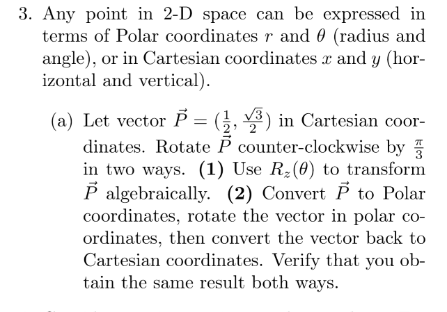 Solved = 2 7T 3. Any point in 2-D space can be expressed in | Chegg.com