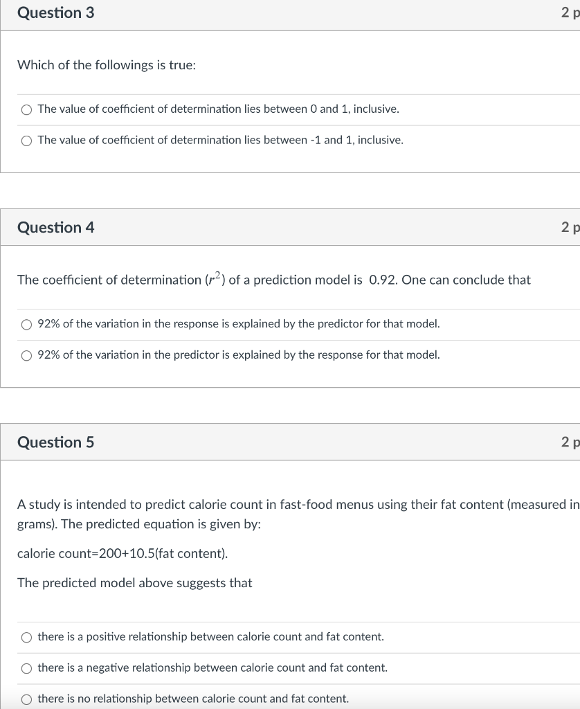 Solved Question 3 2 p Which of the followings is true: The | Chegg.com