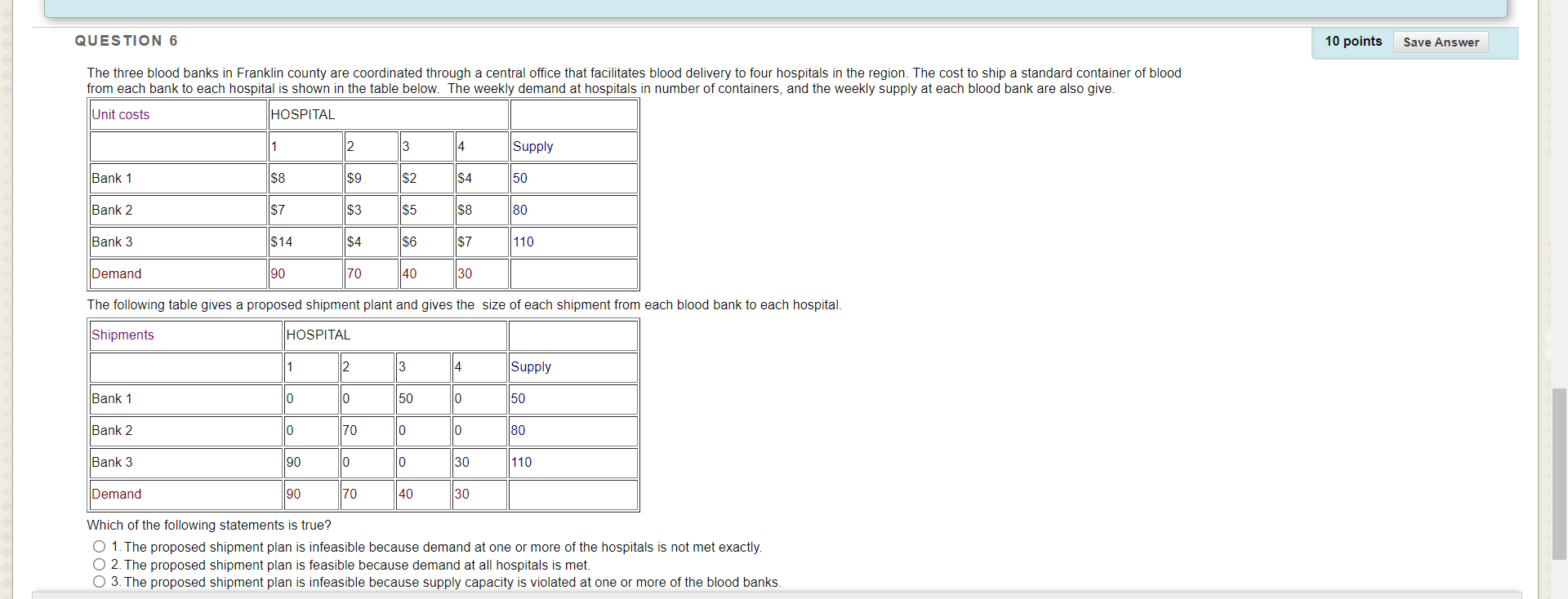 Solved QUESTION 6 10 points Save Answer The three blood | Chegg.com