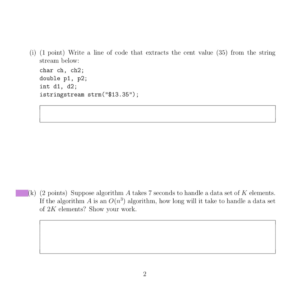 Solved (i) (1 point) Write a line of code that extracts the | Chegg.com