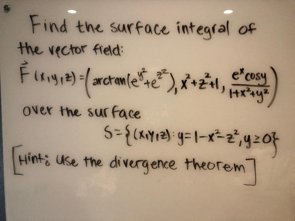 Solved Find the surface integral of the vector field Flry | Chegg.com