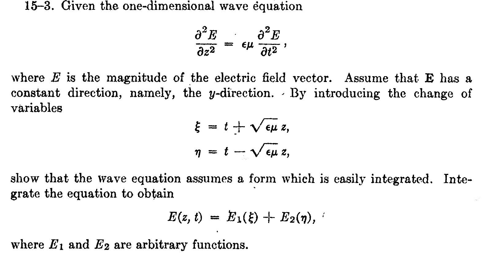 Solved 15-3. Given the one-dimensional wave equation | Chegg.com