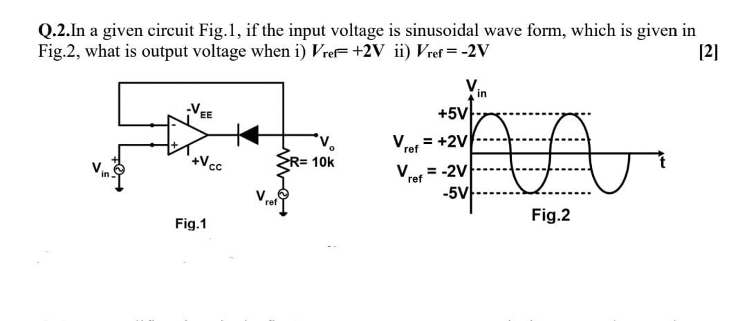 Solved Q.2.In a given circuit Fig.1, if the input voltage is | Chegg.com