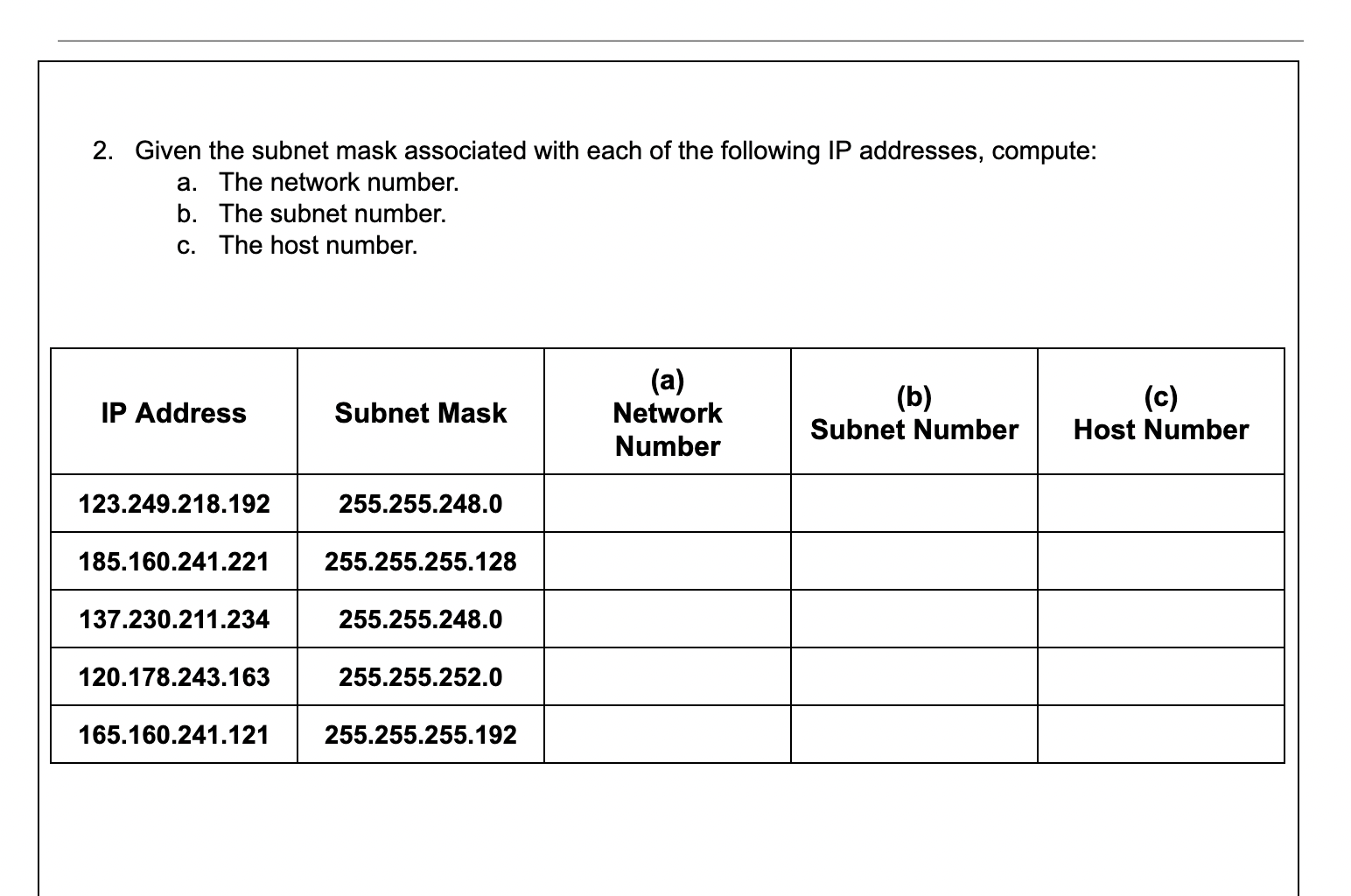 Solved 1. Given The Class B Network Address 128.10.0.0 Will | Chegg.com