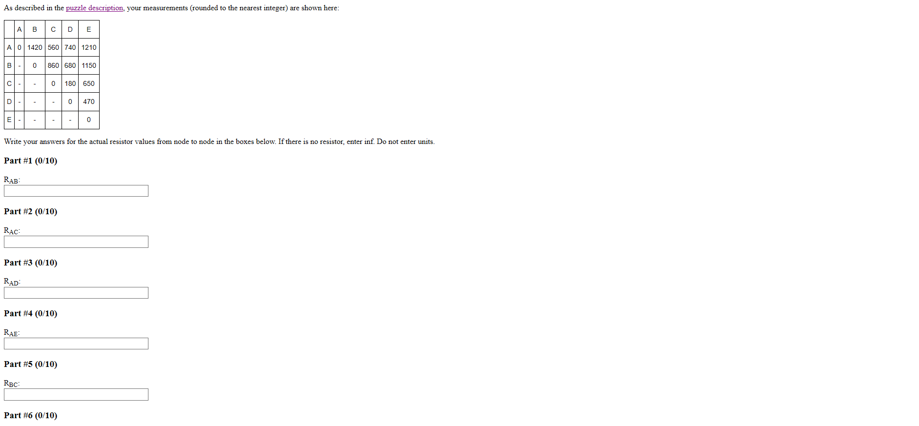 Solved Resistor puzzle Using the information given below,