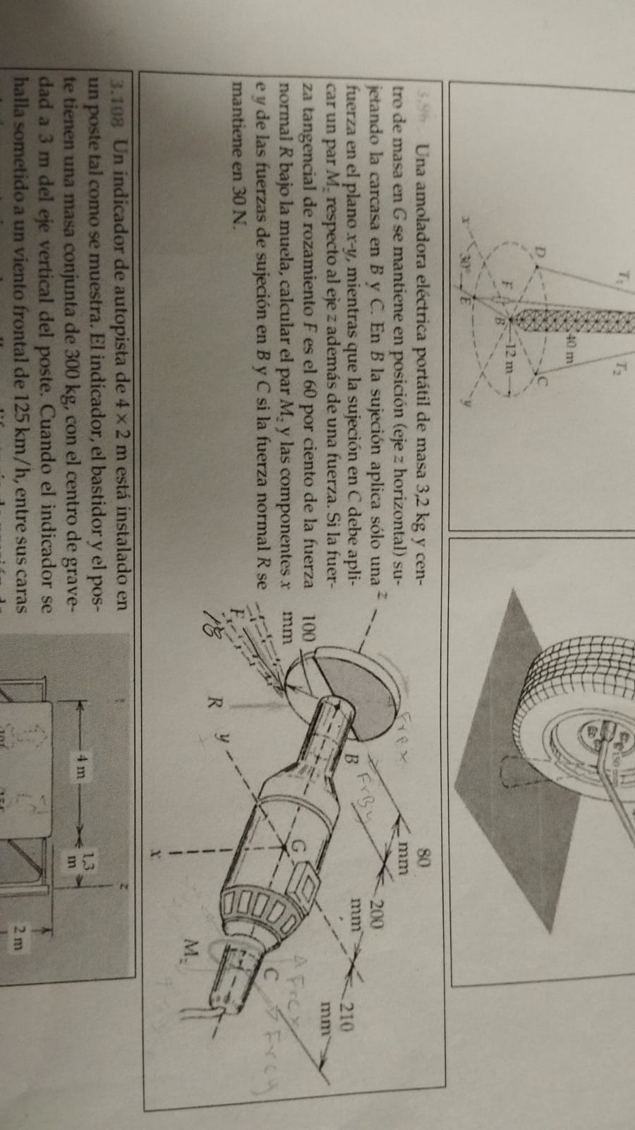 Solved 45: Una amoladora eléctrica portátil de masa 3,2kg y | Chegg.com