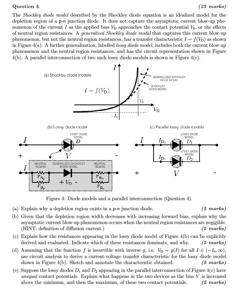 Question 4 (25 marks) The Shockley diode model