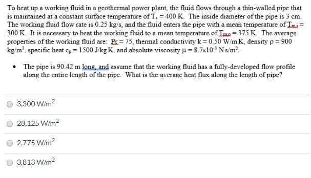 Solved To heat up a working fluid in a geothermal power | Chegg.com