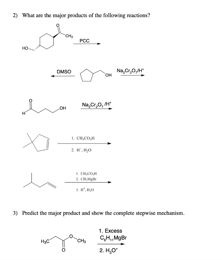 Solved 1) Identify the reagents you would use to acquire the | Chegg.com