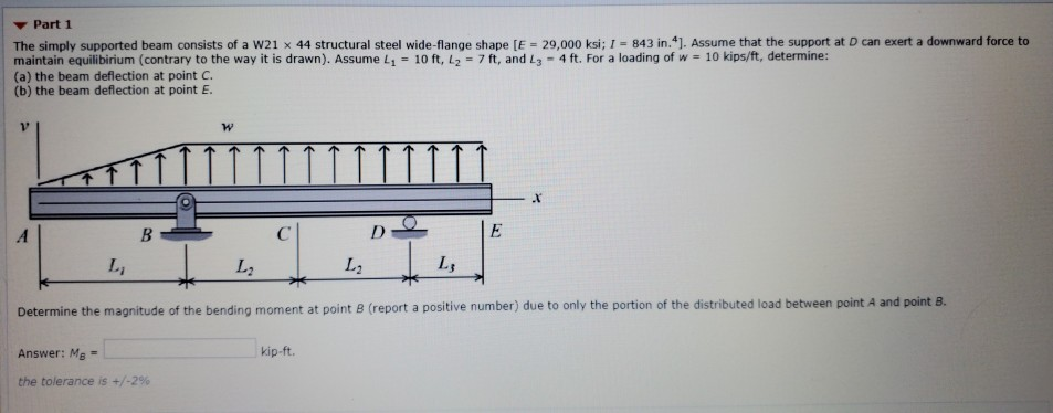 Part 1 The simply supported beam consists of a W21 x | Chegg.com