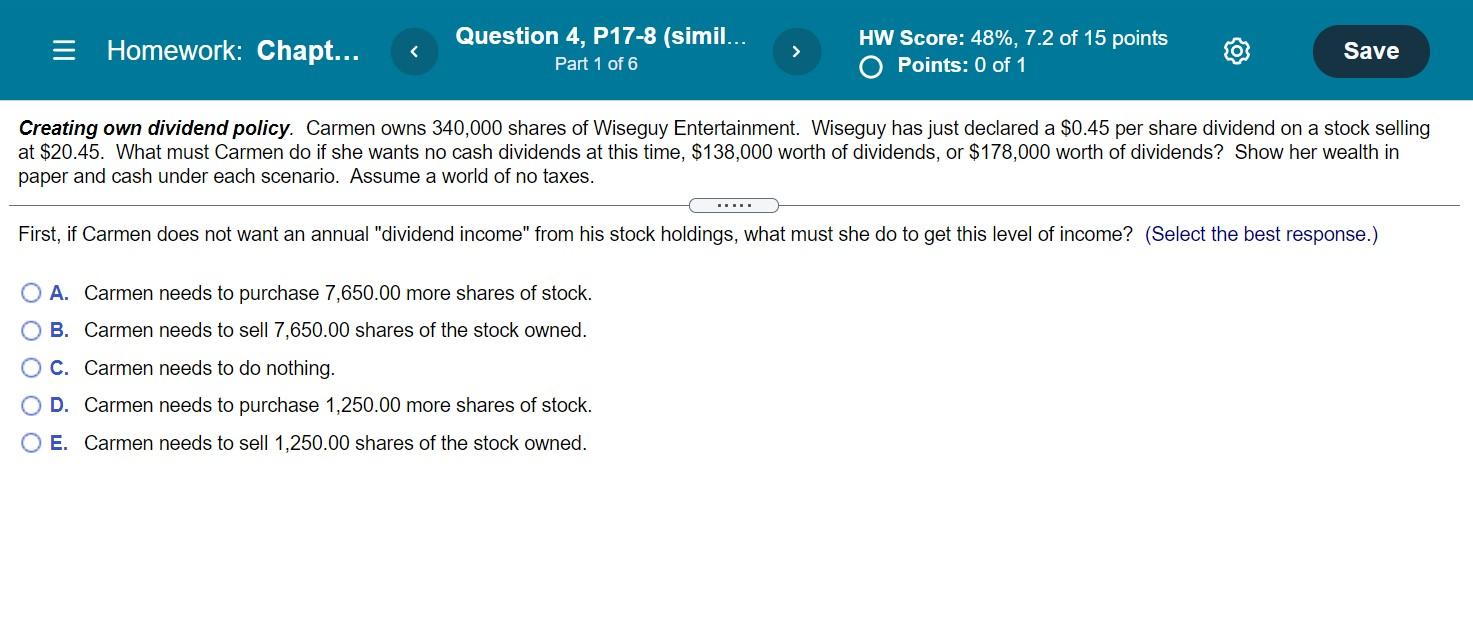 Solved Homework: Chapt... Question 4, P17-8 (simil... Part 1 | Chegg.com