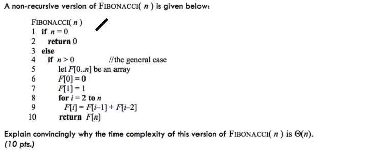 Solved A non-recursive version of FIBONACCI( n ) is given | Chegg.com