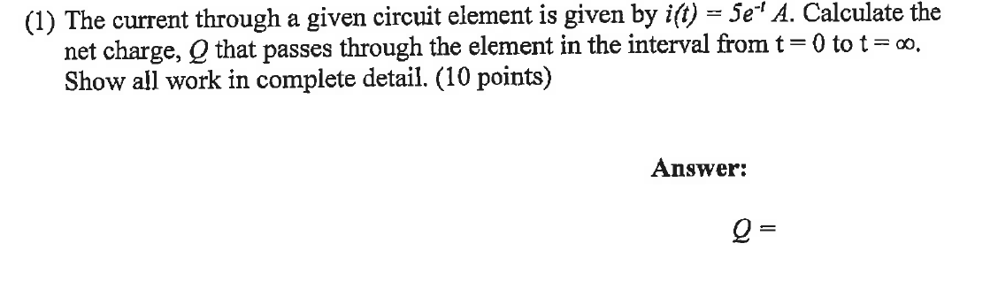 Solved (1) The current through a given circuit element is | Chegg.com
