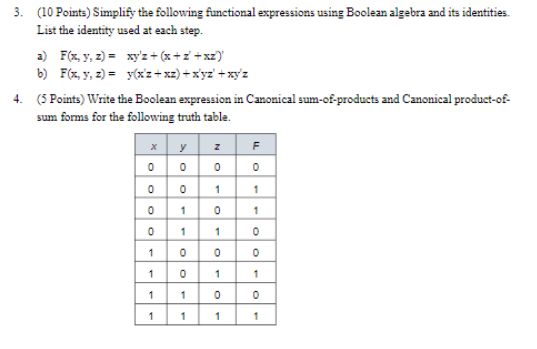 3 10 Points Simplify The Following Functional Chegg Com