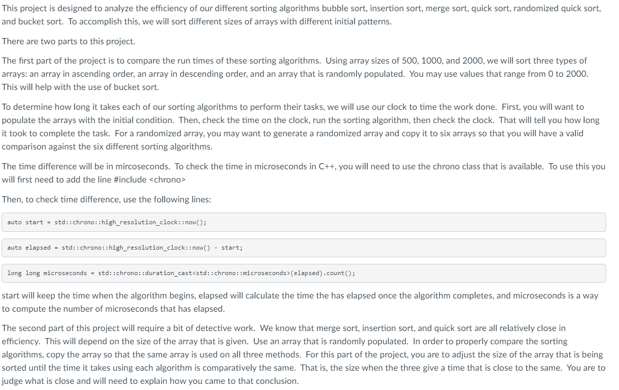 Solved This project is designed to analyze the efficiency of | Chegg.com
