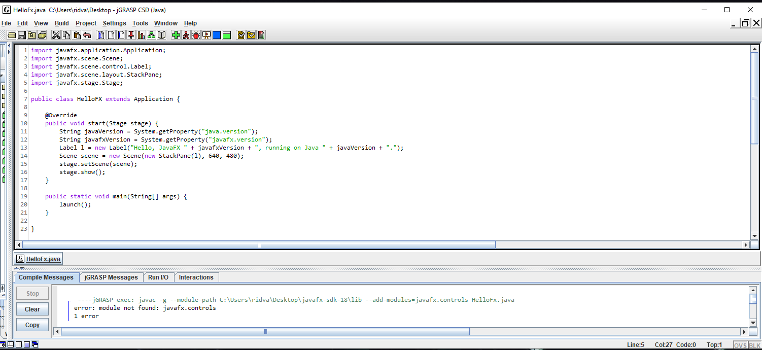 Solved I am trying to run the code HelloFx.java and seem to | Chegg.com