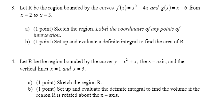 Solved 3. Let R be the region bounded by the curves f(x)= x² | Chegg.com