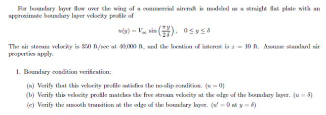 Solved For boundary layer flow over the wing of a commercial | Chegg.com