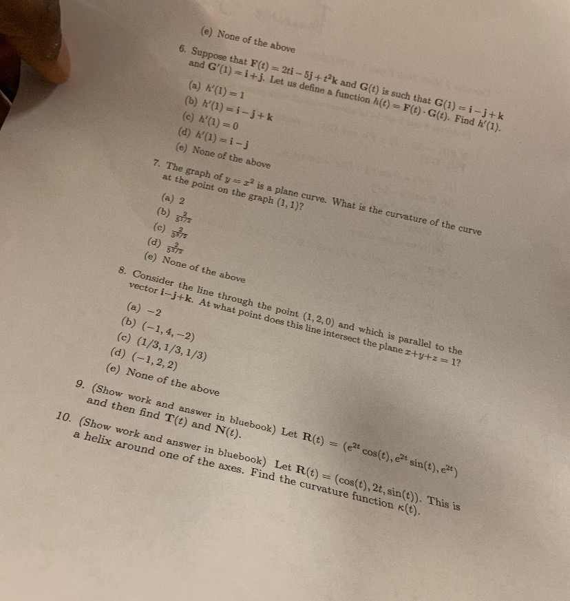 Solved E None Of The Above 6 Suppose That F T 2ti Chegg Com