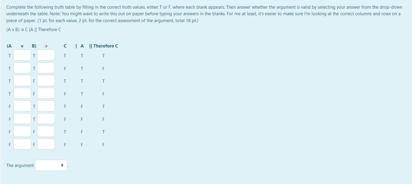 Solved Complete the following truth table by filling in the | Chegg.com