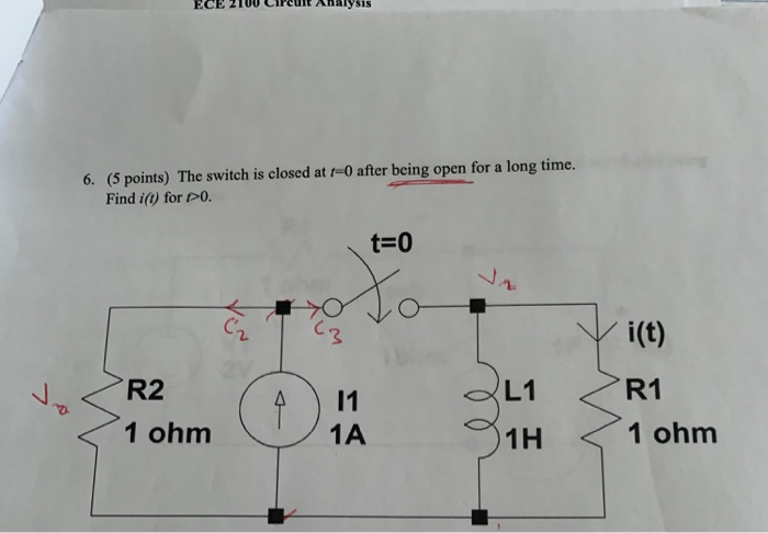 Solved 6. (5 points) The switch is closed at t0 after being | Chegg.com