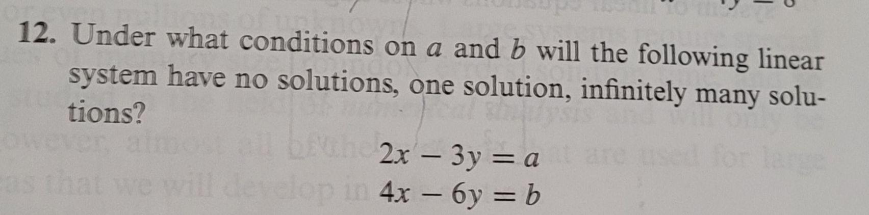 Solved 12. Under What Conditions On A And B Will The | Chegg.com