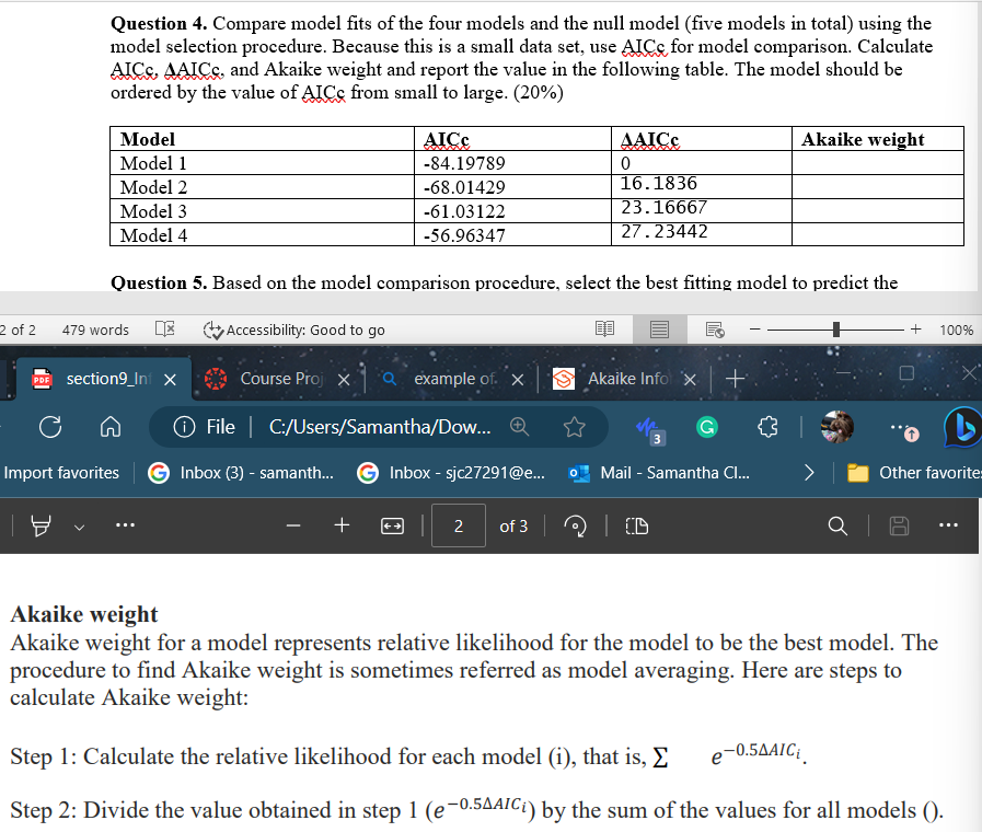 Solved Question 4. Compare model fits of the four models and | Chegg.com