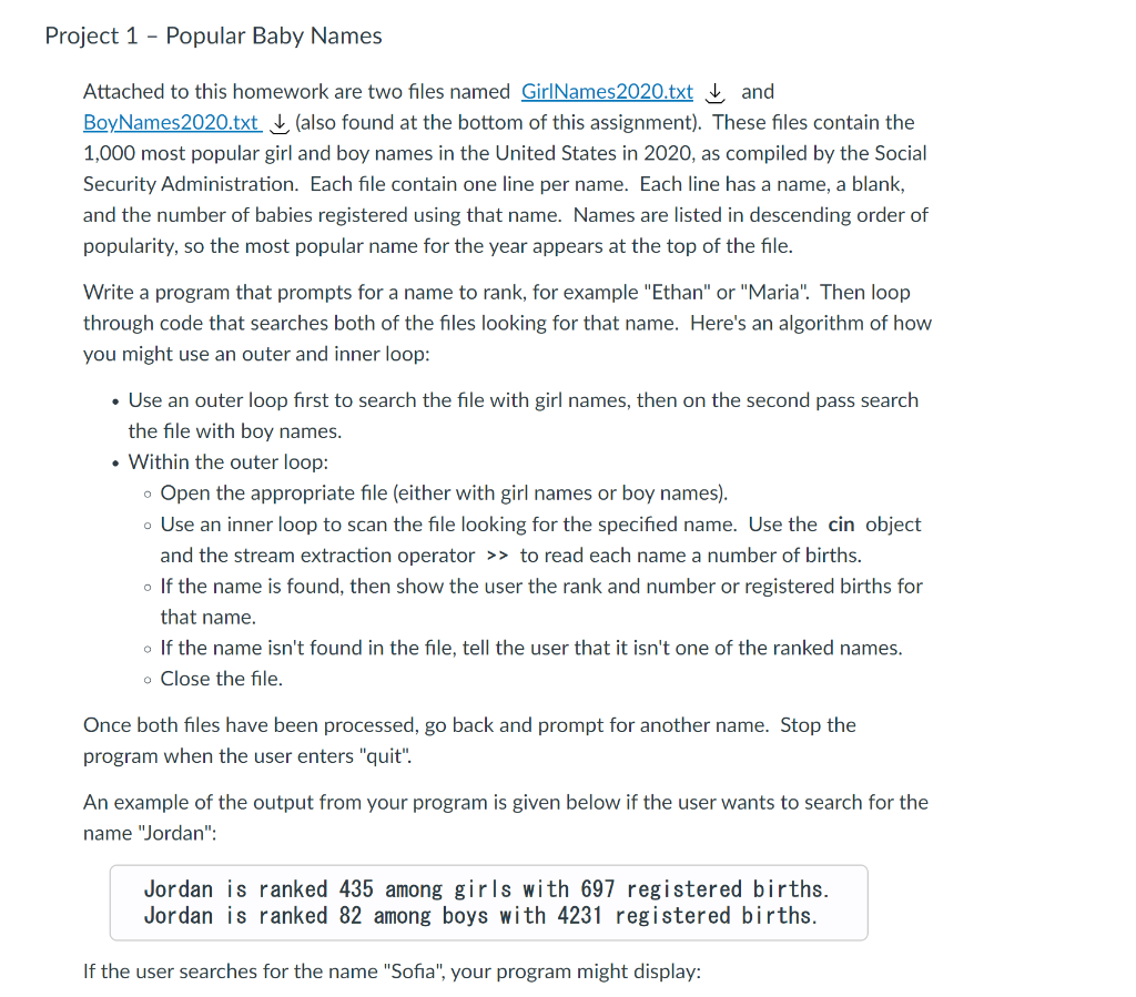 Solved Project 1 - Popular Baby Names Attached to this | Chegg.com