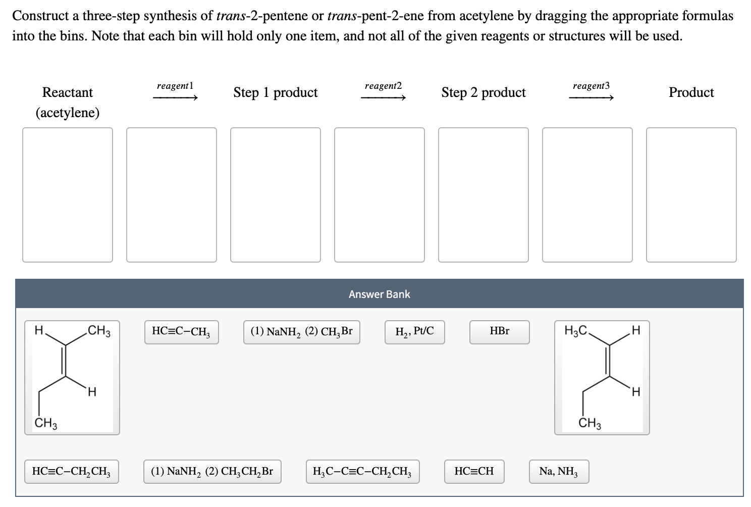 Solved Construct a threestep synthesis of trans2pentene