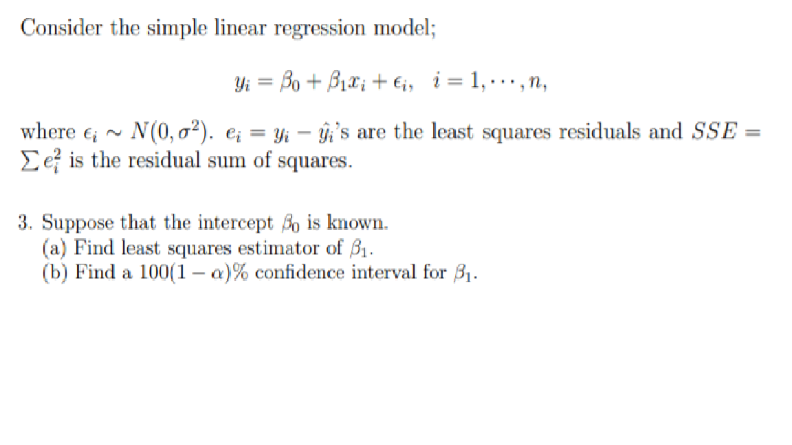 Solved Consider The Simple Linear Regression Model; Y = Bo + | Chegg.com