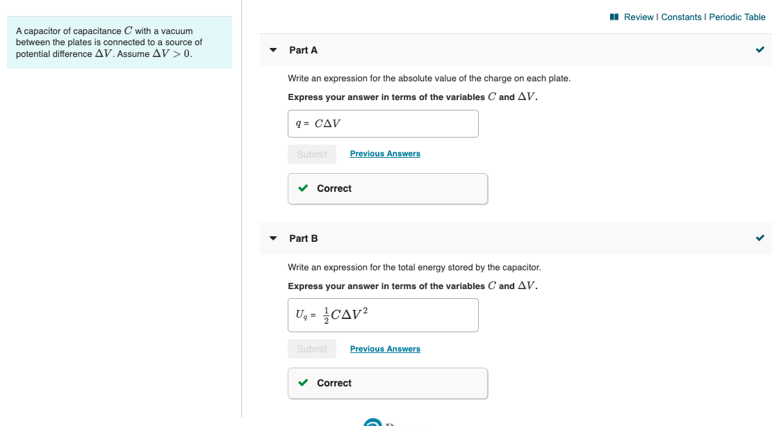 Solved Il Review | Constants Periodic Table A capacitor of | Chegg.com