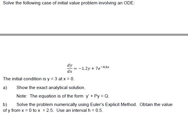 Solved Solve the following case of initial value problem | Chegg.com