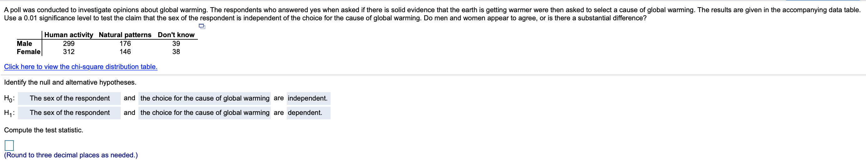 A Poll Was Conducted To Investigate Opinions About Global Warming The