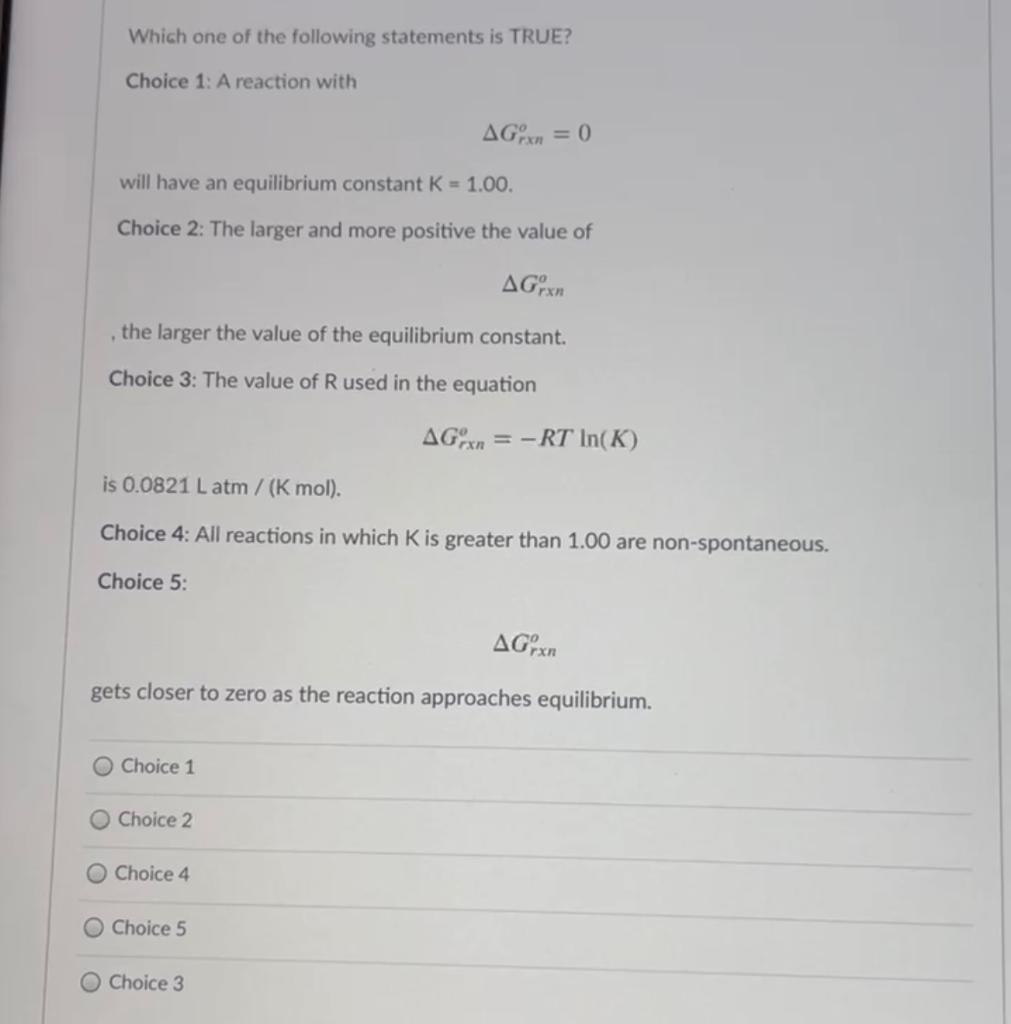 Solved Which one of the following statements is TRUE? Choice | Chegg.com