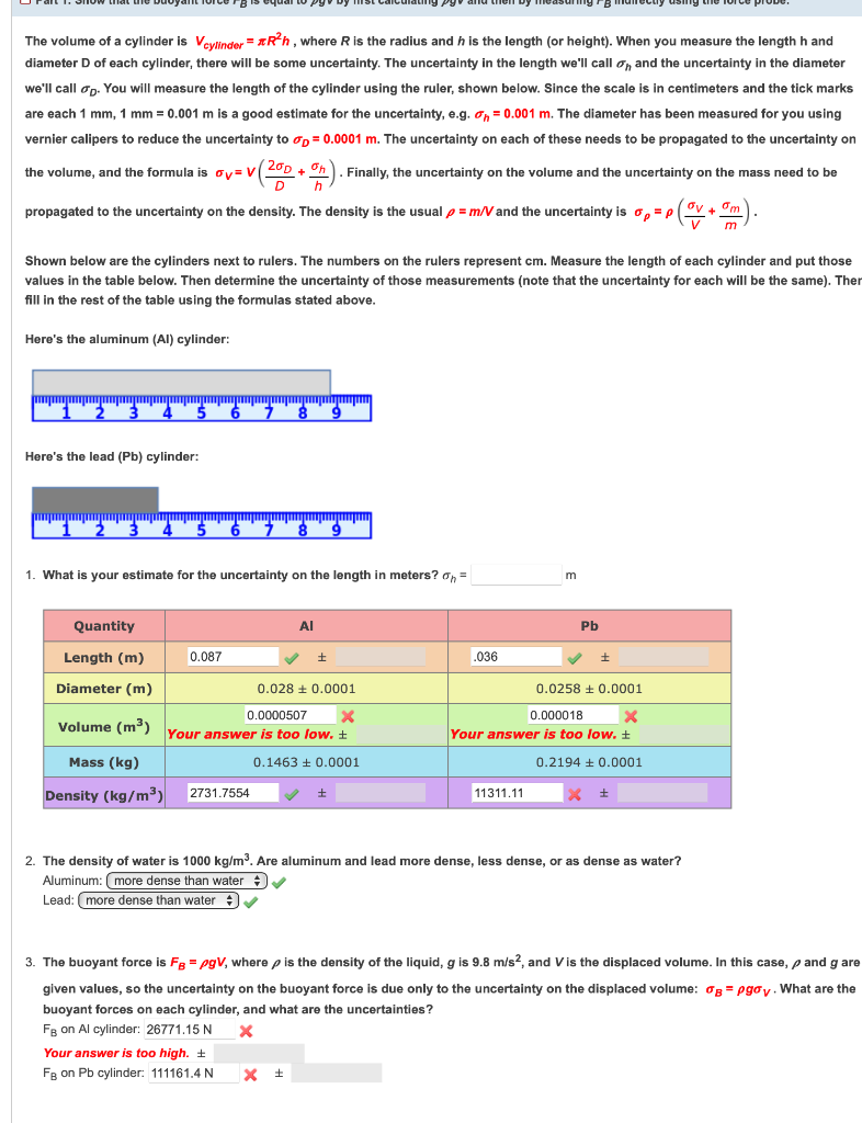Solved The volume of a cylinder is Vcylinder =πR2h, where R | Chegg.com