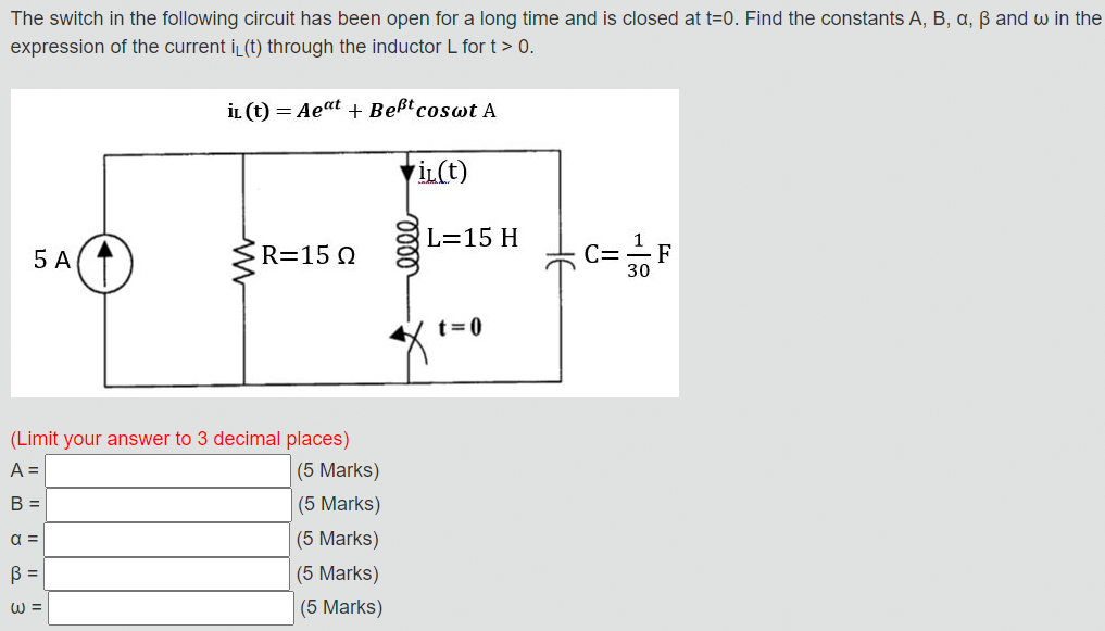 Solved The Switch In The Following Circuit Has Been Open For Chegg Com