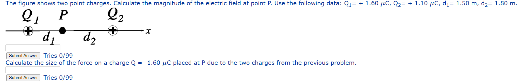 Solved The Figure Shows Two Point Charges. Calculate The | Chegg.com