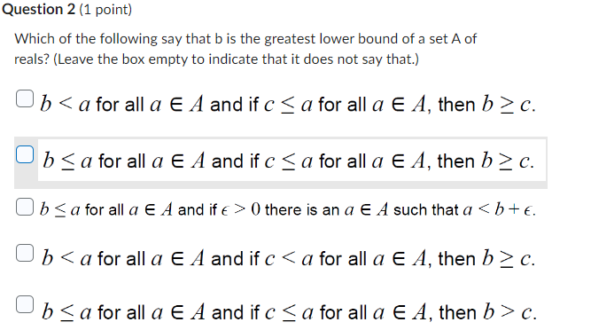 Solved Which Of The Following Say That B Is The Greatest | Chegg.com