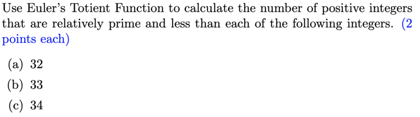 Solved Use Euler's Totient Function To Calculate The Number | Chegg.com