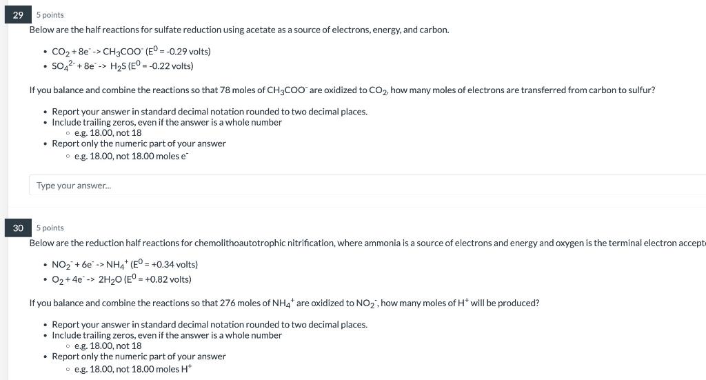 Solved 95 points Below are the half reactions for sulfate | Chegg.com