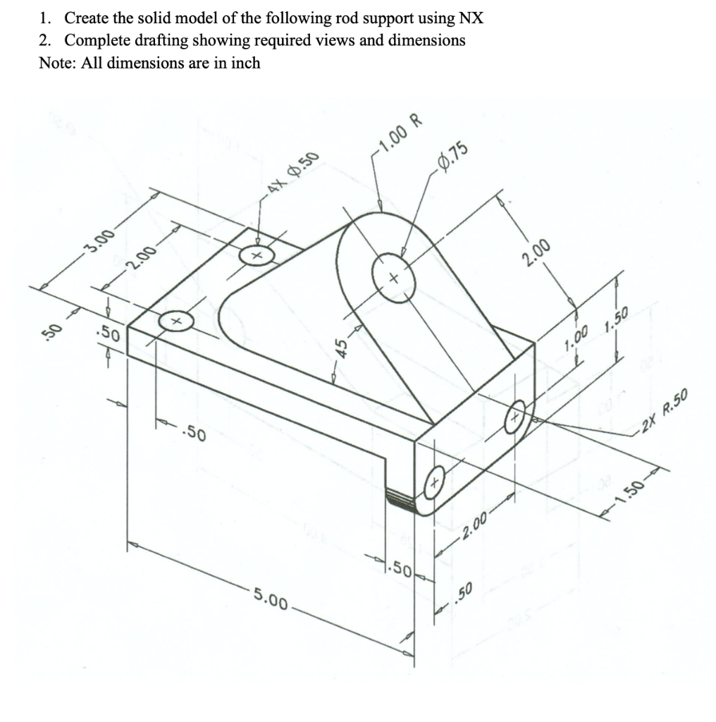 Solved 1. Create the solid model of the following rod | Chegg.com