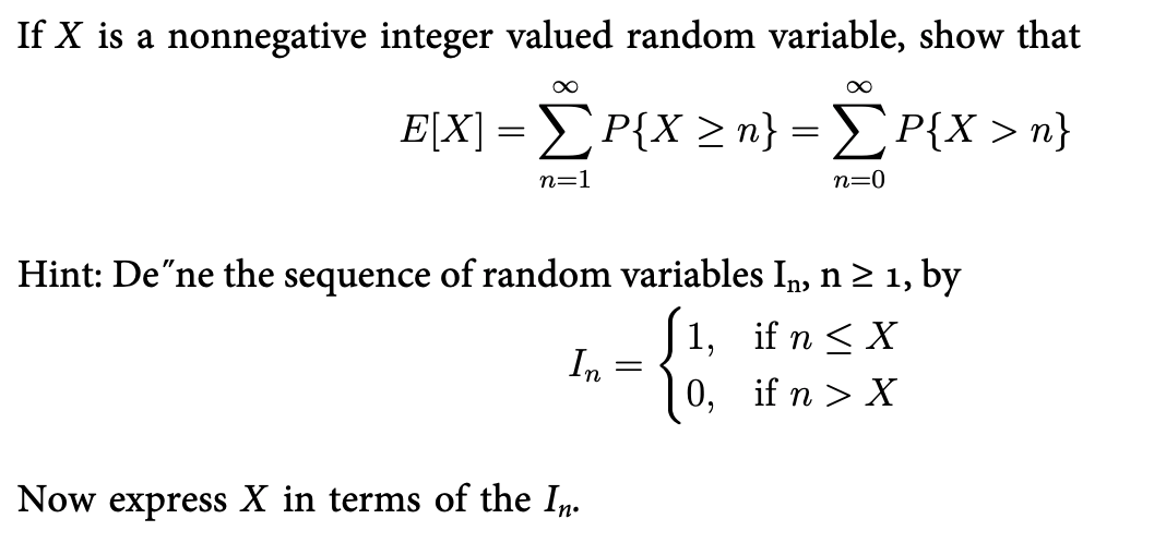 Solved If X Is A Nonnegative Integer Valued Random Variab Chegg Com