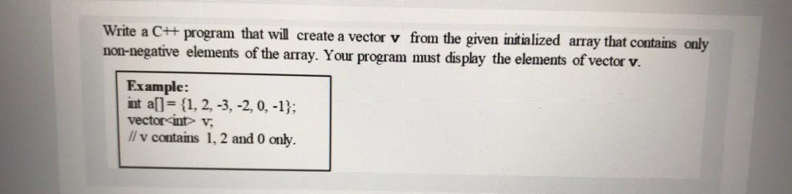 Solved Write a C# program that will create a vector v from | Chegg.com