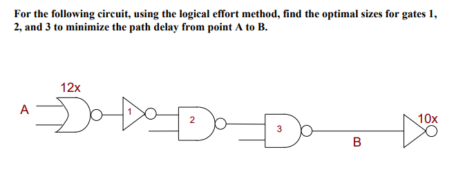 Solved For the following circuit, using the logical effort | Chegg.com