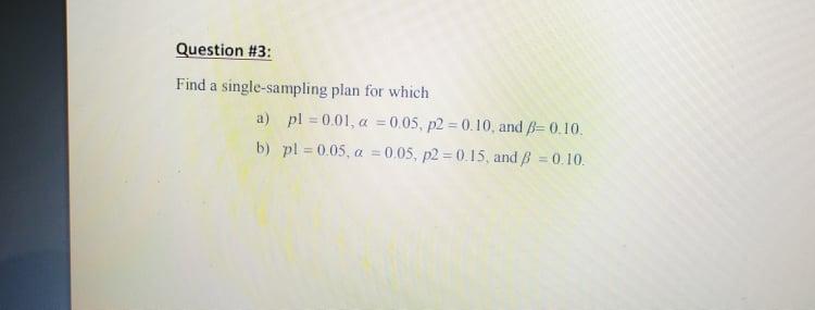Solved Question #3: Find a single-sampling plan for which a) | Chegg.com