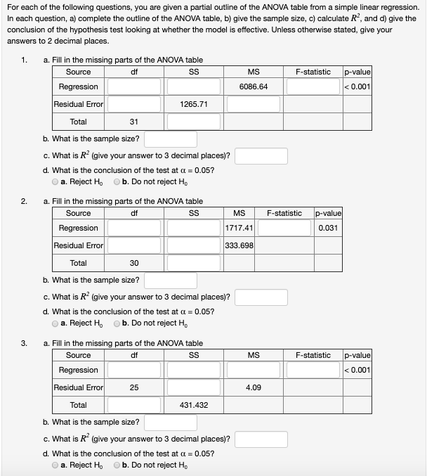 Solved For each of the following questions, you are given a | Chegg.com
