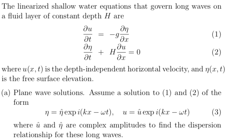 Solved მn At The Linearized Shallow Water Equations That Chegg Com