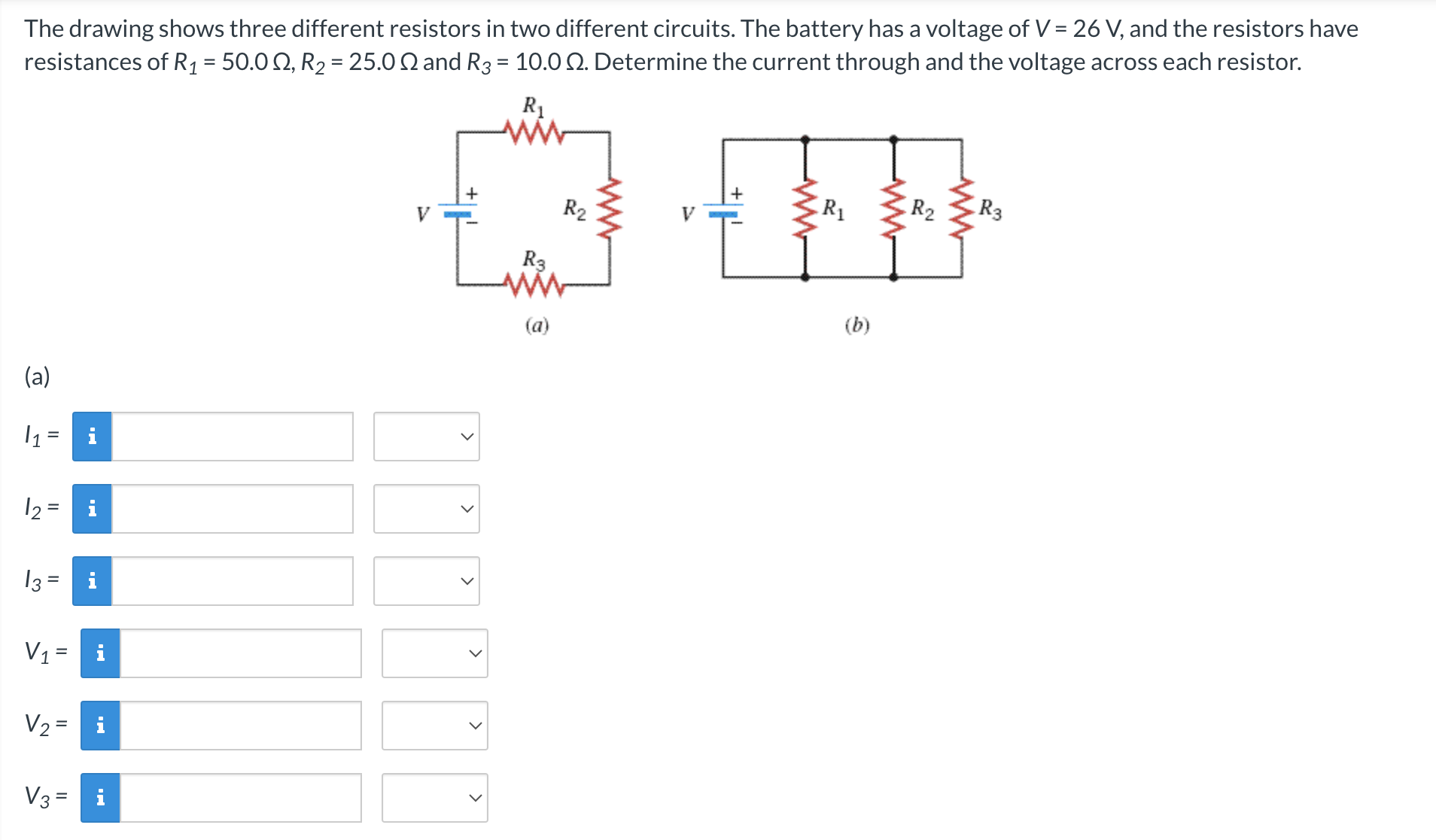 Solved The drawing shows three different resistors in two | Chegg.com