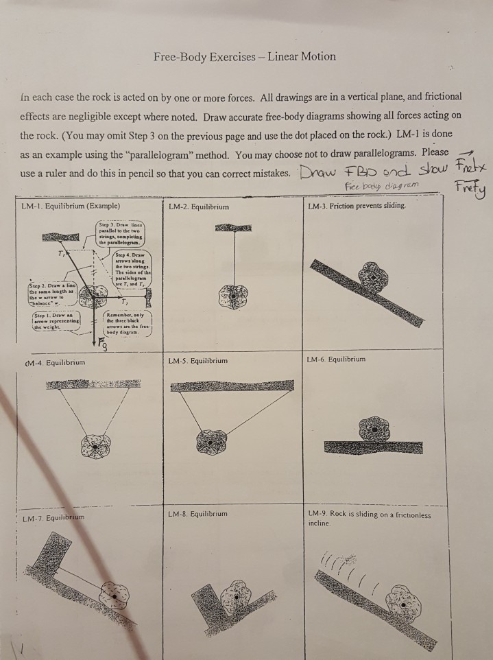 Solved FreeBody Exercises Linear Motion ín each case the