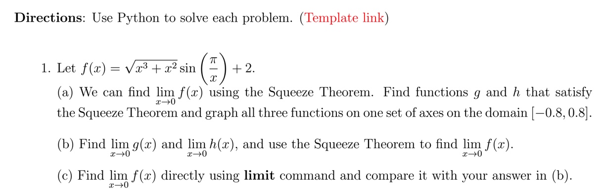 Solved Directions: Use Python to solve each problem. | Chegg.com